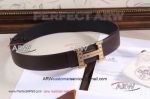 Perfect Replica Hermes Maroon Leather Belt With Diamonds Gold Buckle